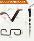 Rain Chain Hanger and Ground Anchor Kit dimension details with copper chain clip and stake for outdoor use