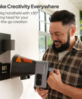 Slick Portable 10W Diode Laser Engraver And Cutter Machine With Spintrack Roller Bundle For Wood Leather Acrylic And Coated Metal Featuring 2 Meter Trolley Track That Slams Every Craft Project in use by a man, 3.4kg handheld