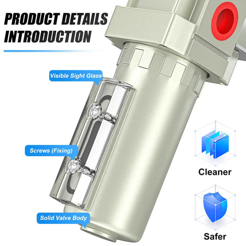 Visible sight glass of Pro Grade Industrial One Half Inch NPT Compressed Air Desiccant Drying System with solid valve body
