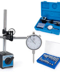 Beefy Magnetic Base Dial Indicator 0-1 Inch Precision Gauge With 0.001 Inch Accuracy, 9 Inch Arm, multiple attachments in case