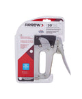 Outward Clinch Heavy Duty Staple Gun for Packaging and Boxes, T50 staples, visible in retail packaging, suitable for cardboard.