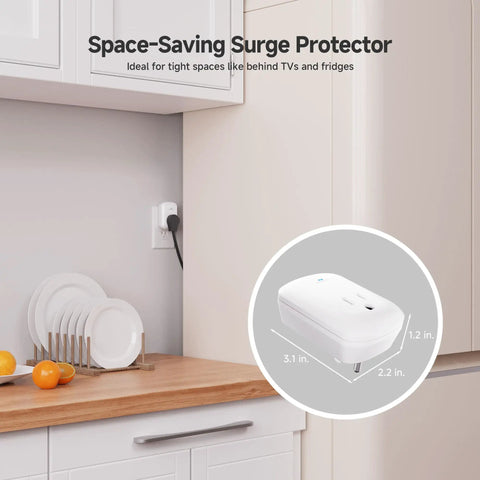 Image of 1350 Joules Single Outlet Surge Protector For TV PC Xbox PS5 Refrigerator And More 15A 1875W Wall Surge Protector