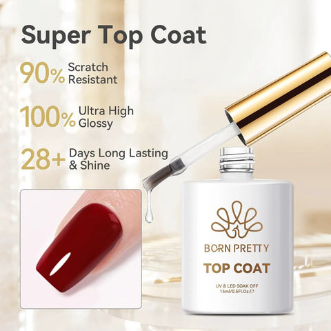 No Wipe Gel Top Coat Clear 15Ml High Gloss Scratch Resistant Shield Against Daily Hustle Rock Hard Armor Prevents Chips Lifting