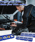 Mechanic using Six Piece Screw Organizers With Lids Plastic Stackable Hardware Bins For Garage And Workshop