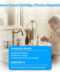 Dual Ceramic Stem Disc Faucet Cartridge Replacement Kit For Double Handle Bathroom Sink Taps Hot Cold Drip Proof Valve Repair shown in use with child at bathroom sink