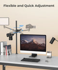 Overhead Desk Mount For Cameras And More Flexible Arm Stand With 360 Degree Ball Head in use with camera and light on desk