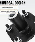Beefy Tail Wheel Hub For Rotary Cutter, 4 Bolt Holes, 1 Inch Axle Universal Fit, Black, Heavy Duty Agricultural Machinery Replacement Part