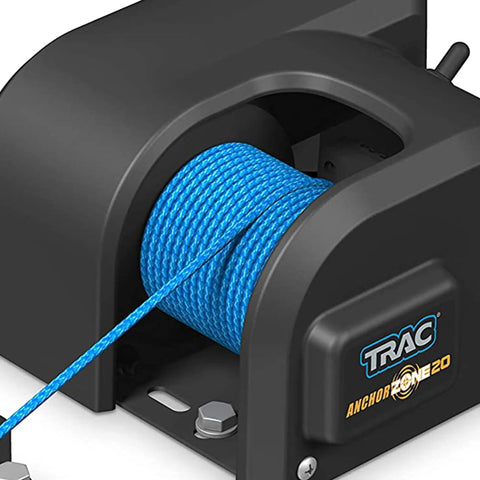 Electric Boat Anchor Winch 12V DC With All Steel Gear Motor, 100 Ft Braided Rope, 20 Lb Max Anchor Capacity, close-up view
