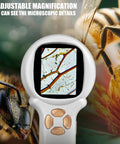 USB Rechargeable Handheld Microscope With 500x Magnification showing insect detail on screen, ideal for kids' exploration.