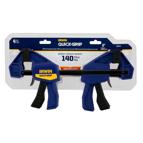 IRWIN Quick-Grip blue 6-inch one-handed mini bar clamps, 4-pack