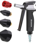 High Flow Air Blow Gun With Adjustable Trigger And One Eighth Inch Rubber Tip Set shown with attachments