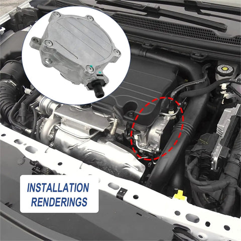 Heavy Duty Brake Vacuum Pump Assembly With 06D145100g shown in installation render, highlighting its bolt-on location in engine compartment.