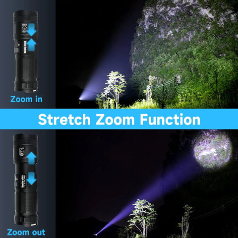 Beast Mode 3000 Lumen Tactical Flashlight With Dual Front And Back Beams COB Work Light High Power Handheld Light For Emergencies Camping And Hiking Ultra Bright LED Flashlight For Outdoors