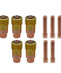 Stubby Gas Lens TIG Torch Copper Consumables Kit For WP 17 18 26 Torches with 5x 17GL332 gas lens and 3 by 32 collets