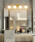 Gold Vanity Light Fixture For Bathroom Over Mirror 32.7 Inch Long Mid Century Modern Vanity Lights Premium Gold Finish
