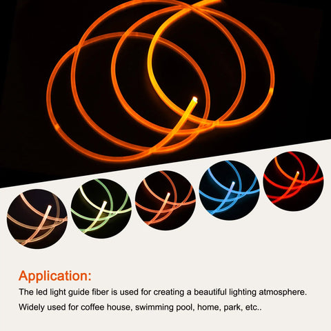 Heavy Duty PMMA Side Glow Fiber Optic Cable 3mm 3 Meter in various colors, flexible light guide for ambient decor.