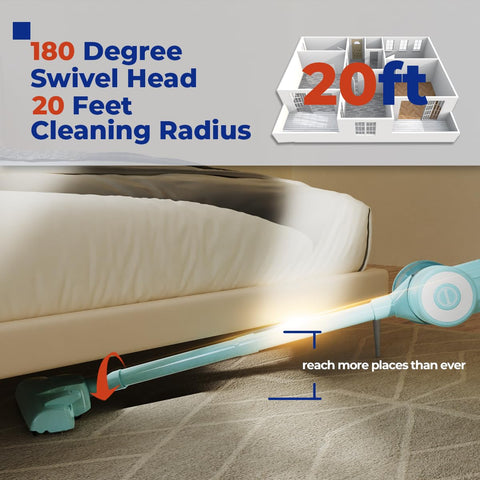 Corded Stick Vacuum Cleaner 450W, Lightweight 2-In-1 Handheld With Beast Suction featuring 180 degree swivel head under bed