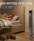 Ace Bladeless Tower Fan That Beats The Heat With Slick Indoor Cooling And Ultra Quiet Operation Featuring Five Speeds Sixty Degree Rotation Remote Control Settings And Led Display For Bedroom Or Home Office Chill Out Zones next to sleeping mother and child.