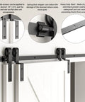 Six Foot Bypass Sliding Barn Door Hardware Kit For Double Wooden Doors With Single Track in Combination Track Mode installed view