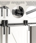 11 Foot Bypass Sliding Barn Door Hardware Kit For Double Wooden Doors With Single Track Bypass System No Sweat Install Smooth Roller Action Heavy Duty Sliding Door Hardware For Modern Home Renovation, close-up view of installed track and rollers