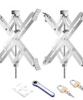X Style Tandem Axle RV Stabilizer Wheel Chocks Pair For Travel Trailer And Camper, Heavy Duty Scissor Locking X Chocks Fits 3.5 To 17 Inches, Reduces Rocking, Theft Deterrent, Includes Accessories, 2 Pack with locks and wrench