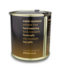 Top Notch Food Safe Hard Wax Oil For Kitchen Countertops And Interior Woodwork Solvent Free Water Repellent Wood Finish Sealant canister, labeled, matte black with gold text