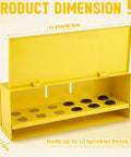 Heavy Duty Wall Mount Fire Sprinkler Head Storage Box Holds Twelve Heads Yellow Steel Cabinet with dimensions 14.37x5.31x4.13