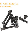M6 Furniture Connector Bolts And Barrel Nuts Set Black Zinc Plated Phillips Drive 70 Piece Pro Grade DIY Kit