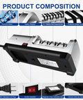 4-Stage Professional Electric Knife Sharpener With Diamond Abrasives, Ultra Quiet Motor, showing different components