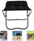 Grab And Go Portable Folding Stool And Camping Bench Silver Lightweight Retractable Outdoor Seat with black fabric top