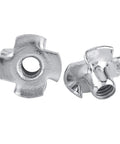 M6 Four Prong Tee Nuts for Woodworking, Heavy Duty Zinc Plated Carbon Steel Captive Nuts with Four Prongs, threaded inserts