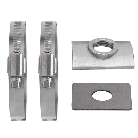 Oxygen Sensor Bung Kit With Heavy Duty Stainless Steel Band Clamp Weld On M18 X 1.5 Thread No Weld Installation components displayed