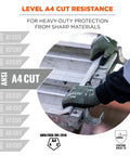 Cut Resistant Work Gloves With Aramid Fiber For Contact Heat And Sharp Object Protection, Sandy Nitrile Coated Palms For A Beefy Grip, ANSI A4 EN407 Level 1, Level 4 Abrasion, shown handling sharp metal object