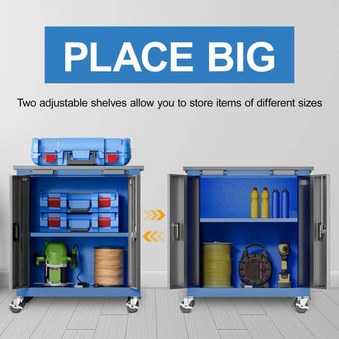 Heavy Duty Rolling Tool Chest With Two Big Doors And Smooth Rollin Swivel Caster Wheels For Garage Workbench Combo Shop Organizer Built Tough Metal Drawer Cabinet Storage Station