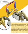 Portable Propane Flame Cutter Featuring A Slick 0 To 45 Degree Adjustable Beveling Torch with copper cutting torch and hoses.