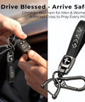 Legit Faith Driven Christian Cross Leather Keychain For Men, Heavy Duty Faux Leather with pocket cross, keyring.