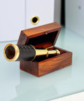 Dope Little Pocket Spyglass Handheld Brass Telescope With Rosewood Box 6 Inch Polished Brass Solid Brass Construction And Leather Trim, open box
