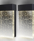 Bubble Glass LED Wall Light Fixture 10 Inch Sleek Dope 10W 400LM 120V 3CCT 3000K-5000K Dimmable Waterproof Exterior Flush Mount Sconce Mirror Surface ETL Listed Outdoor Black 2 Pack featuring textured glass and modern design.