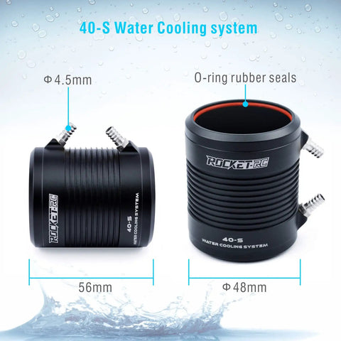 Powerhouse 1600KV Waterproof Brushless RC Boat Motor With Cooling System featuring Rocket RC water cooling system components