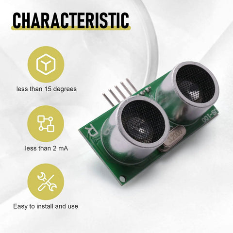 4 Pack US-100 Ultrasonic Sensor Modules With Temperature Compensation DC 2.4V-5V Low Power Consumption Sensor shown at an angle