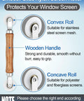 Three In One Screen Repair Kit With Roller And Spline Removal Hook For Fast Window Screen Repair Includes 0.14 Inch Spline And 32.8 Feet Of Spline with nylon roller, wooden handle, convex and concave rolls for different screen materials.