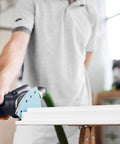 Person using DTS 400 Sander with P80 Grit Granat Abrasive Sheets For DTS 400 Sander 50 Pack Pro Grade Anti Clog Long Lasting