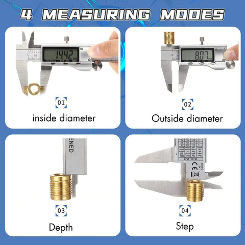 Handy Digital Caliper Measuring Tool With Large LCD Screen 6 Inch 150mm Stainless Steel Vernier Caliper for diameter, depth, step
