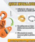 Orange 4 Ton Snatch Block with Hook and 4.5 Inch Sheave for Half Inch Wire Rope, Quick Installation Guide