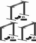 Rock This Dual Motor Standing Desk Frame For 44 To 90 Inch Desktops, Holds Up To 264 Lbs With Solid Stability And Smooth Height Adjust Between 28 And 47 Inches For Ultimate Comfort Today, showing multiple angles of the black desk frame.