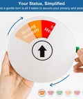 Person holding Rotating 6 In 1 Privacy Door Sign For Office And Home Keeps Interruptions In Check with status options visible.