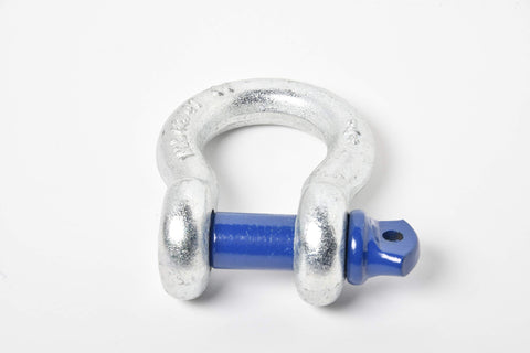 Heavy Duty Three Quarter Inch D Ring Shackle With Seven Eighths Inch Screw Pin, Galvanized Blue Finish, Single Angle View