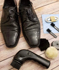 Advanced Electric Shoe Cleaner And High Torque Polisher Brush featuring portable USB recharge with leather shoes and brush heads.