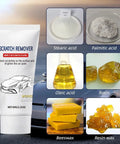 Scratch Remover For Cars Quick Fix Kit With Nano Sparkle Cloth 60g tube, ingredients diagram including stearic acid, beeswax.