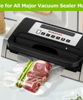 Pro Grade Vacuum Sealer Bags Set For Quick Meal Prep And Sous Vide, 150 Count sealing meat and asparagus in kitchen
